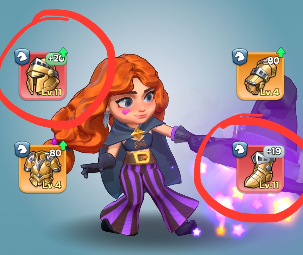Cavalry hero with gear slots