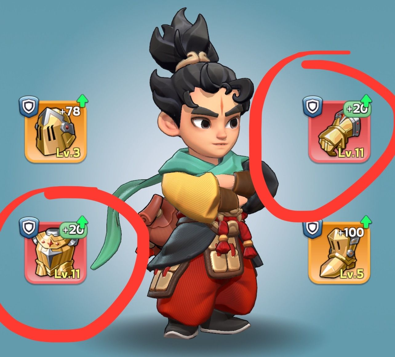 Infantry hero with gear slots